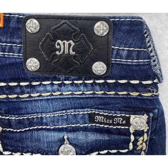 Miss Me Womens  Signature Rise Skinny Jeans Embellished Pockets Blue Size 29 - Picture 4 of 16